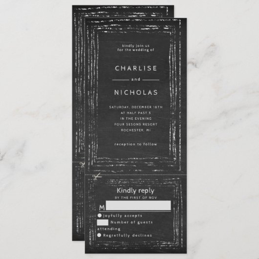 Rustikale Chalkboard-Hochzeitseinladung w uAwg Einladung (Vorne/Hinten)