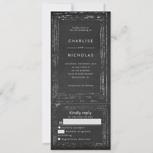 Rustikale Chalkboard-Hochzeitseinladung w uAwg Einladung (Vorderseite)