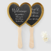 Rustikale Chalkboard-Imitate Gold Wedding Heart Wi Fächer (Vorne und Hinten)