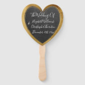 Rustikale Chalkboard-Imitate Gold Wedding Heart Wi Fächer (Rückseite)