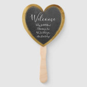 Rustikale Chalkboard-Imitate Gold Wedding Heart Wi Fächer (Vorderseite)