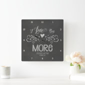 Rustikale Chalkboard Leaf Herz-Script Typografie Quadratische Wanduhr (Zuhause)