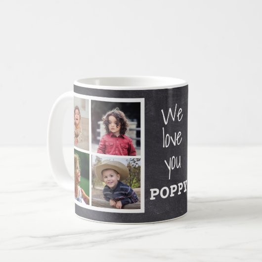 Rustikale Chalkboard-Liebe Sie Poppy 8 Fotolage Kaffeetasse (Vorderseite Links)