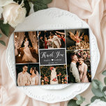 Rustikale Chalkboard Multi Foto Collage Hochzeit Dankeskarte<br><div class="desc">Moderne, rustikale Chalkboard Hand Letter Wedding Multi Foto Collage Vielen Dank Karte. Stilvolle Hochzeit dank Karte Vorlage mit sechs (6) Foto auf der Vorderseite und ein (1) Foto auf der Rückseite. Mit dem Text "danke" in einer Wirblen Hand geschrieben Kalligraphie Skript-Schriftart in Weiß auf dunkelgrau oder schwarz Farbe chalkboard/schwarze Tafel...</div>