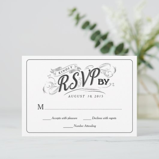 Rustikale Chalkboard Script Art UAWG Wedding Antwo RSVP Karte (Stehend Vorderseite)