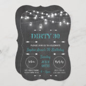 Rustikale Chalkboard String Lights Dirty 30 Geburt Einladung (Vorne/Hinten)