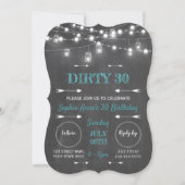 Rustikale Chalkboard String Lights Dirty 30 Geburt Einladung (Vorderseite)