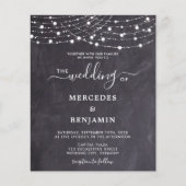 Rustikale Chalkboard String Lights Wedding Inv (Vorderseite)