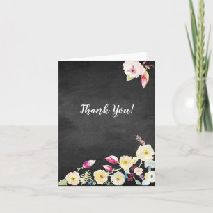 Rustikale Chalkboard Vintage Blumenhochzeit Dankeskarte