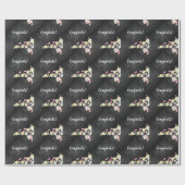 Rustikale Chalkboard Vintage Blumenhochzeit Geschenkpapier (Flach)