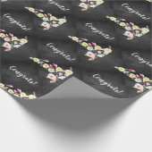 Rustikale Chalkboard Vintage Blumenhochzeit Geschenkpapier (Ecke)