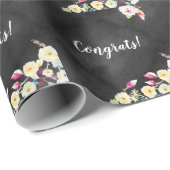 Rustikale Chalkboard Vintage Blumenhochzeit Geschenkpapier (Rolleneckpunkt)