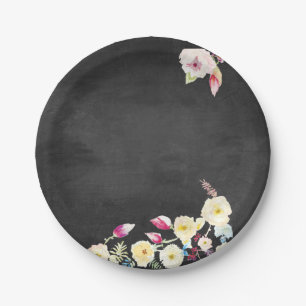 Rustikale Chalkboard Vintage Blumenhochzeit Pappteller