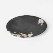 Rustikale Chalkboard Vintage Blumenhochzeit Pappteller (Schrägansicht)