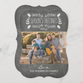 Rustikale Chalkboard-Weihnachtsgrüße-Foto-Karte Feiertagskarte (Vorne/Hinten)