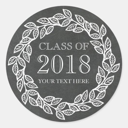 Rustikale Chalkboard Wreath Abschluss Class 2018 Runder Aufkleber (Vorderseite)