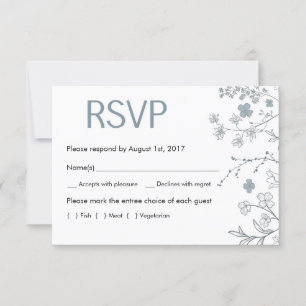 Rustikale Chalky Blue & White Floral RSVP Karte