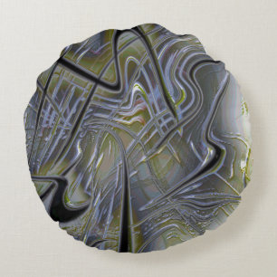 Rustikale chaotische Spuren auf einem weichen, gel Rundes Kissen