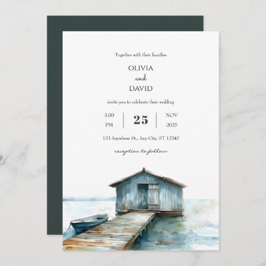 Rustikale Charm Nautical Sea Boat Shed Beach Hochz Einladung (Vorne/Hinten)
