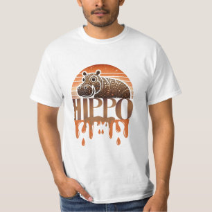 Rustikale charmante Ausbrenn-Hippo-Grafik T-Shirt