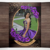 Rustikale Charro Royal Lila Rose Quinceañera Dreifach Gefaltete Einladung (Innenseite Mitte)