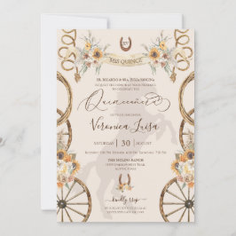 Rustikale Charro Sonnenblumen & Boho Floral Quince Einladung