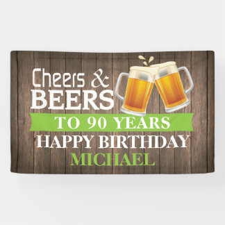 Rustikale Cheers and Bers Happy 90. Geburtstag Grü Banner