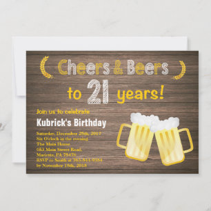 Rustikale Cheers und Beers 21. Geburtstagseinladun Einladung