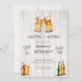 Rustikale Cheers und Beers-Ruhestandsfeier Einladung (Vorderseite)