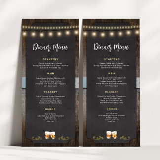Rustikale Chefs Whiskey Shot Themen4x9 Abendmenü Menükarte