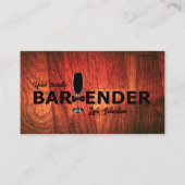 Rustikale Cherrywood Event Barkeeper Business Card Visitenkarte (Vorderseite)