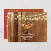 Rustikale Chic Barn Wood Post Card RSVP Card Postkarte (Vorne/Hinten)
