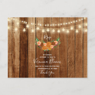 Rustikale Chic Barn Wood Post Card RSVP Card Postkarte