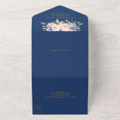 Rustikale Chic Blush Blues Blütengrün Hochzeit All In One Einladung (Außenbereich)