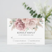Rustikale Chic Blush Dusty Rose Blumenpampas Hochz RSVP Karte (Stehend Vorderseite)