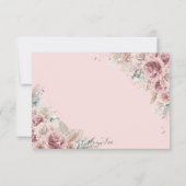 Rustikale Chic Blush Dusty Rose Blumenpampas Hochz RSVP Karte (Rückseite)