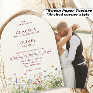 Rustikale Chic Boho Wildblumen und Foto Hochzeit Einladung