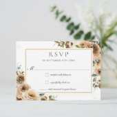 Rustikale Chic Brown Cream Rose fallen Blumenhochz RSVP Karte (Stehend Vorderseite)