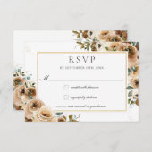 Rustikale Chic Brown Cream Rose fallen Blumenhochz RSVP Karte (Vorne/Hinten)