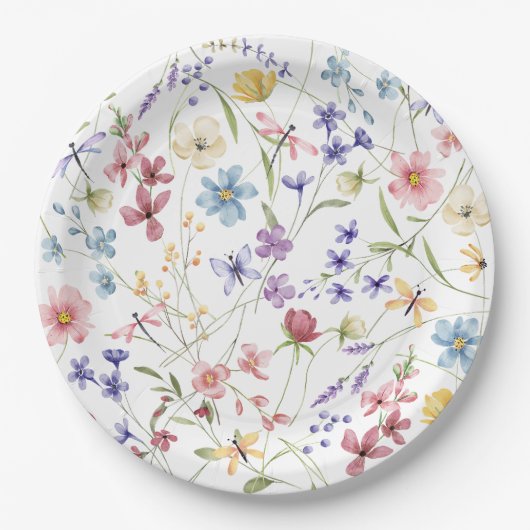Rustikale Chic Bunte Wildblumen Party Pappteller (Vorderseite)