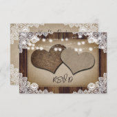 Rustikale Chic Burlap Hearts Wedding RSVP Meal Cho (Vorne/Hinten)