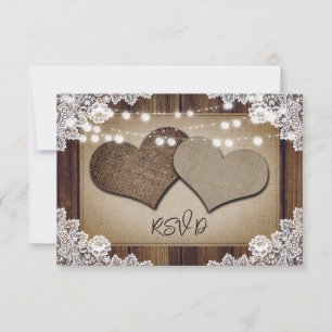 Rustikale Chic Burlap Hearts Wedding RSVP Meal Cho