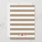 Rustikale Chic Burlap Stripes floral Engagement Pa Einladung (Rückseite)