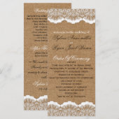 Rustikale Chic Burlap- und Spitzenlandhochzeit Programm (Vorne/Hinten)