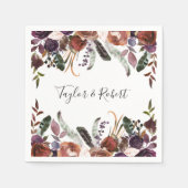 Rustikale Chic Butterum & Plum Floral Wedding Serviette (Vorderseite)