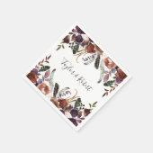 Rustikale Chic Butterum & Plum Floral Wedding Serviette (Ecke)