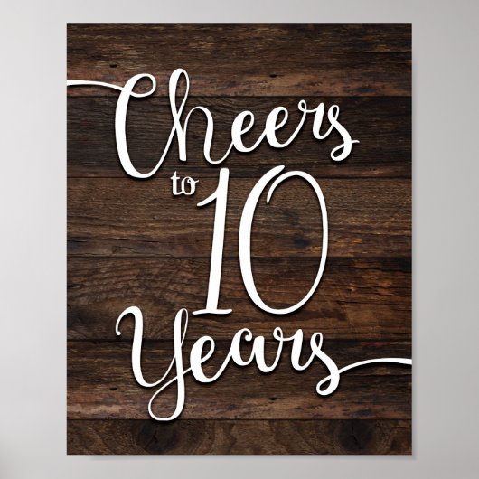 Rustikale Chic-CHEERS BIS 10 JAHRE Print Poster (Vorne)
