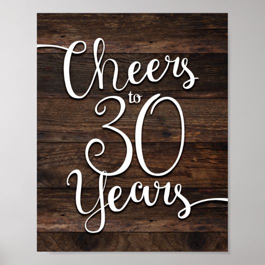 Rustikale Chic-CHEERS BIS 30 JAHRE Print Poster (Vorne)