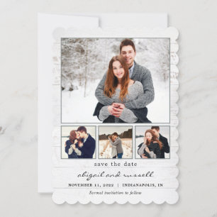 Rustikale Chic-Collage-Hochzeit-Save-The-Date-Kart Feiertagskarte