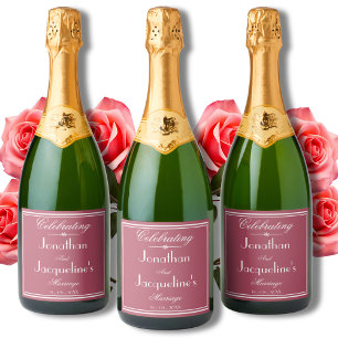Rustikale Chic Dusty Rose Hochzeit Personalisierte Schaumweinetikett